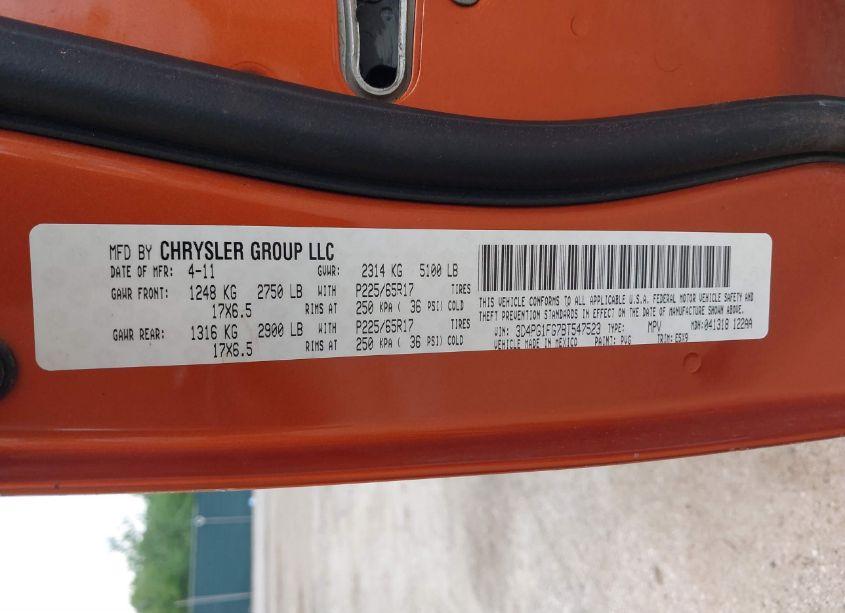 Photo 9 of 2011 Dodge Journey MAINSTREET (VIN 3D4PG1FG7BT547523)