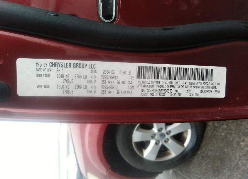 Photo 9 of 2011 Dodge Journey MAINSTREET (VIN 3D4PG1FG9BT526933)