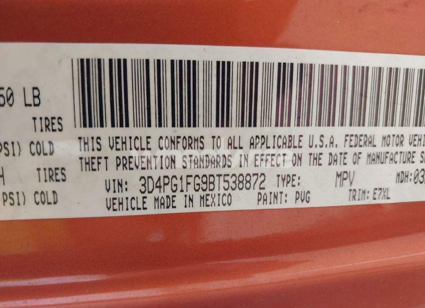 Photo 9 of 2011 Dodge Journey MAINSTREET (VIN 3D4PG1FG9BT538872)