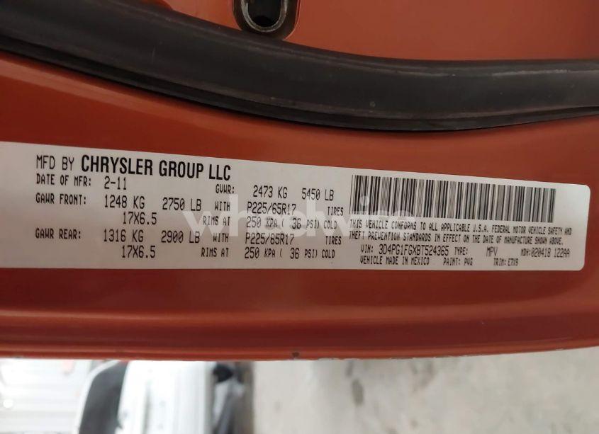 Photo 9 of 2011 Dodge Journey MAINSTREET (VIN 3D4PG1FGXBT524365)