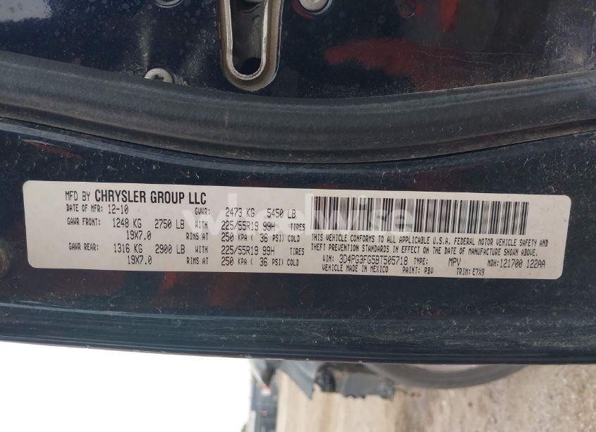 Photo 9 of 2011 Dodge Journey CREW (VIN 3D4PG3FG5BT505718)