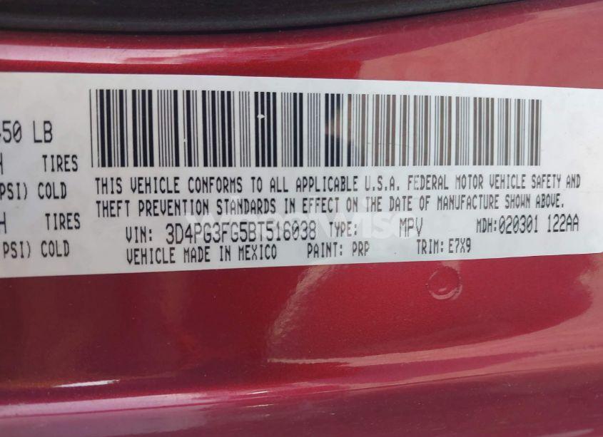 Photo 9 of 2011 Dodge Journey CREW (VIN 3D4PG3FG5BT516038)