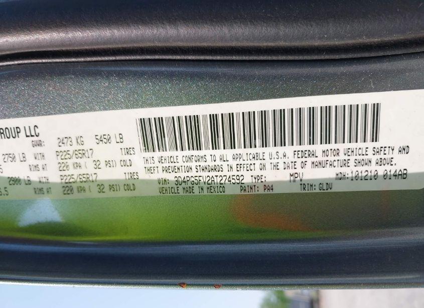 Photo 9 of 2010 Dodge Journey SXT (VIN 3D4PG5FV2AT274592)