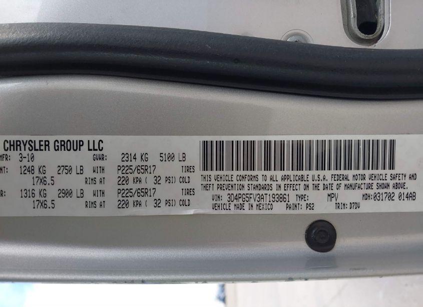 Photo 9 of 2010 Dodge Journey SXT (VIN 3D4PG5FV3AT193861)