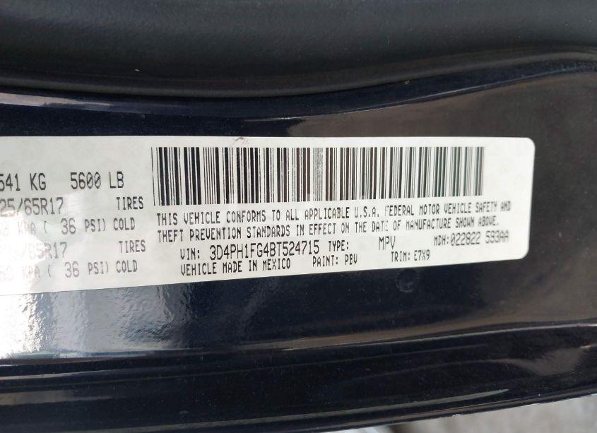 Photo 9 of 2011 Dodge Journey MAINSTREET (VIN 3D4PH1FG4BT524715)