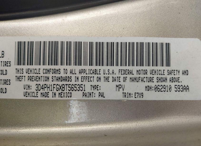 Photo 9 of 2011 Dodge Journey MAINSTREET (VIN 3D4PH1FGXBT565351)