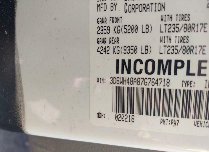 Photo 9 of 2007 Dodge Ram 3500 HD CHASSIS ST/SLT/LARAMIE (VIN 3D6WH48A87G764718)