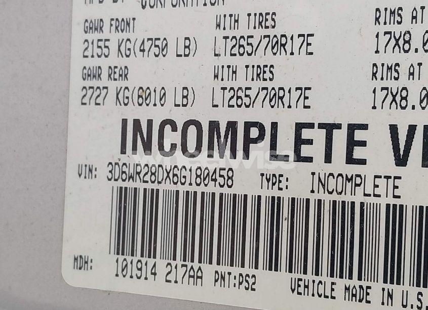 Photo 9 of 2006 Dodge Ram 2500 SLT/SPORT (VIN 3D6WR28DX6G180458)