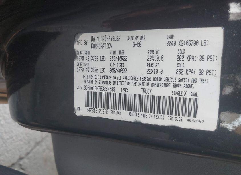 Photo 9 of 2006 Dodge Ram 1500 SRT-10 (VIN 3D7HA18H76G257585)