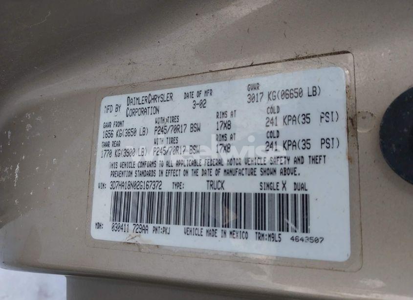 Photo 9 of 2002 Dodge Ram 1500 ST (VIN 3D7HA18N02G167372)