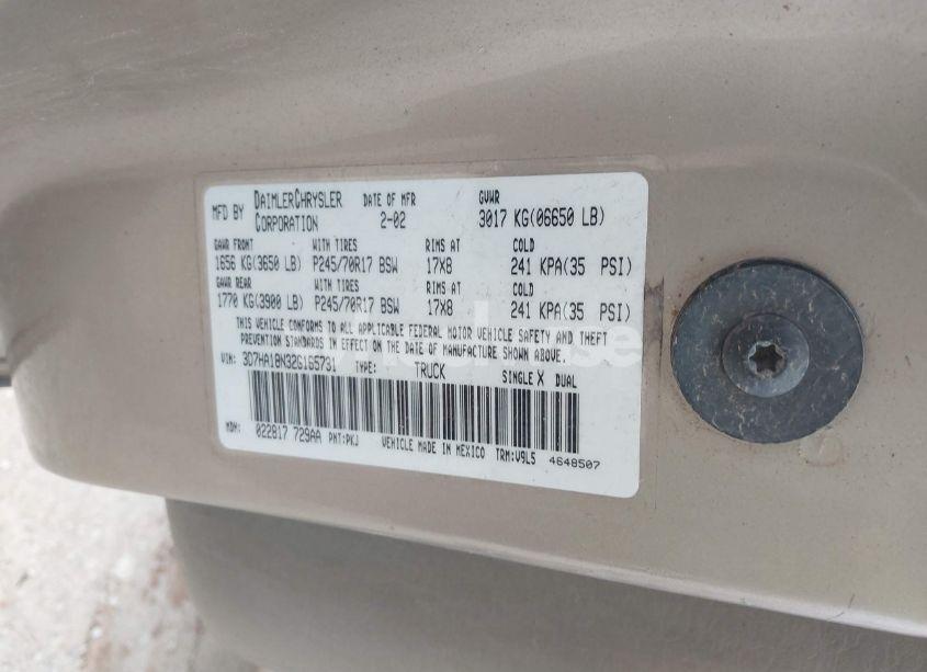 Photo 9 of 2002 Dodge Ram 1500 ST (VIN 3D7HA18N32G165731)