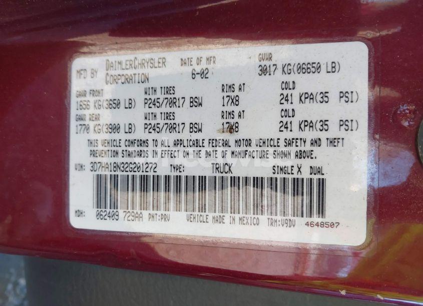 Photo 9 of 2002 Dodge Ram 1500 ST (VIN 3D7HA18N32G201272)