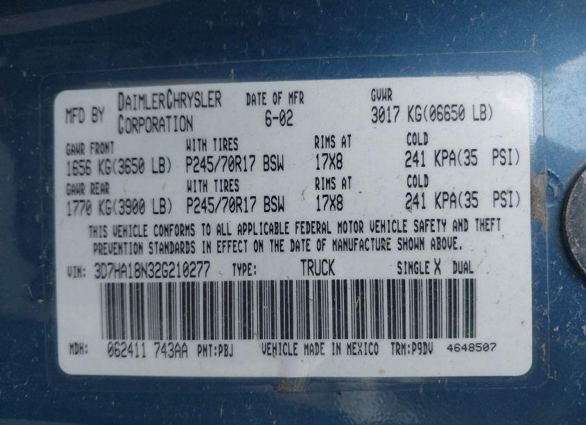 Photo 9 of 2002 Dodge Ram 1500 ST (VIN 3D7HA18N32G210277)