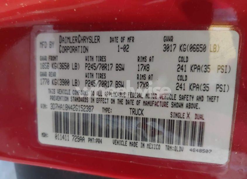 Photo 9 of 2002 Dodge Ram 1500 ST (VIN 3D7HA18N42G152387)