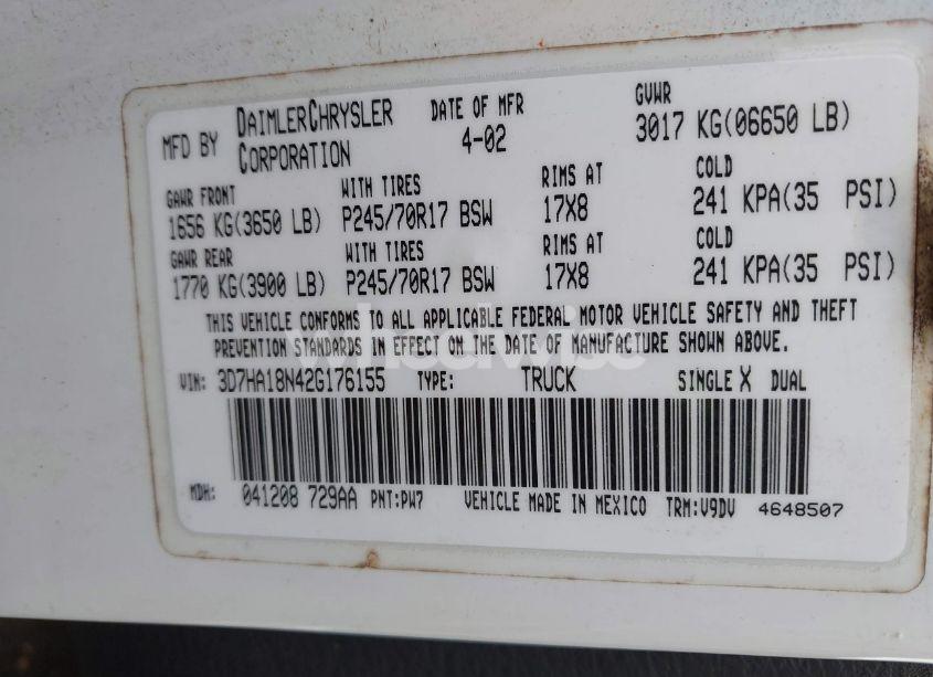 Photo 9 of 2002 Dodge Ram 1500 ST (VIN 3D7HA18N42G176155)