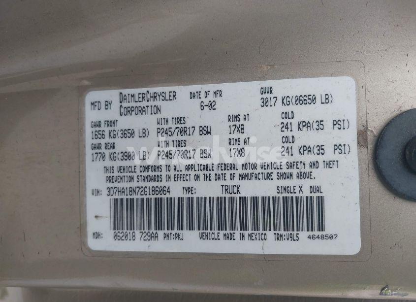 Photo 9 of 2002 Dodge Ram 1500 ST (VIN 3D7HA18N72G186064)