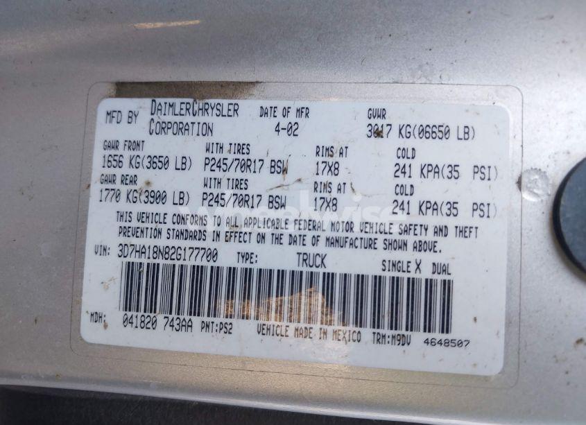 Photo 9 of 2002 Dodge Ram 1500 ST (VIN 3D7HA18N82G177700)