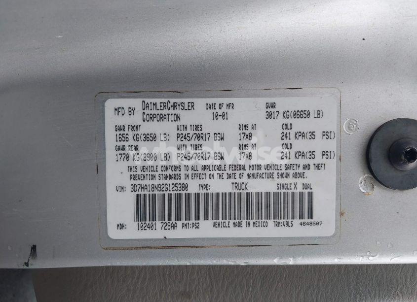 Photo 9 of 2002 Dodge Ram 1500 ST (VIN 3D7HA18N92G125380)