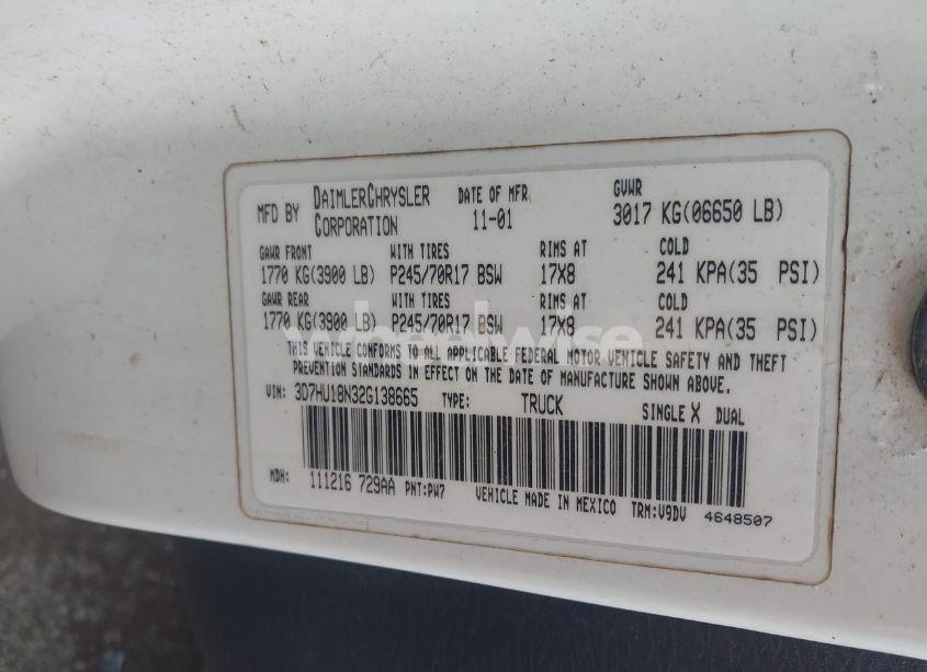 Photo 9 of 2002 Dodge Ram 1500 SLT/ST (VIN 3D7HU18N32G138665)