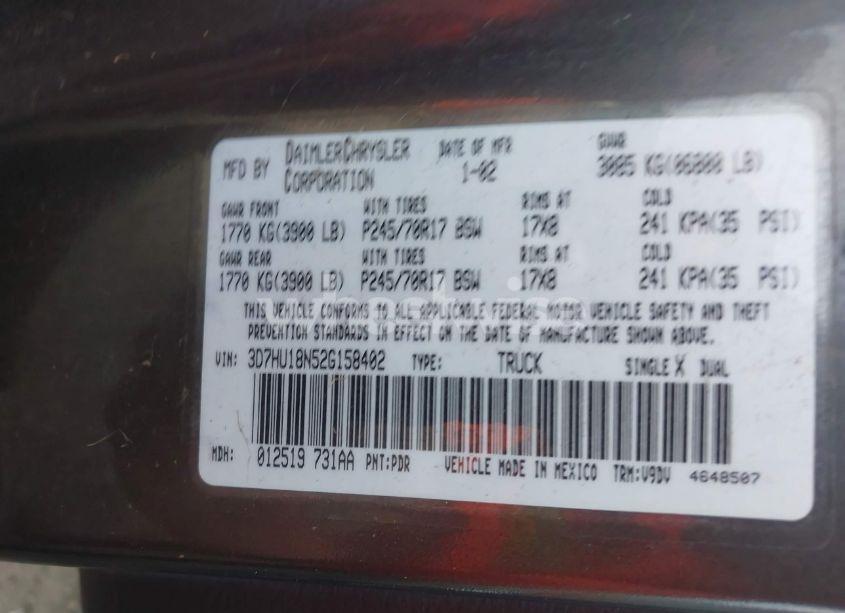 Photo 9 of 2002 Dodge Ram 1500 ST (VIN 3D7HU18N52G158402)
