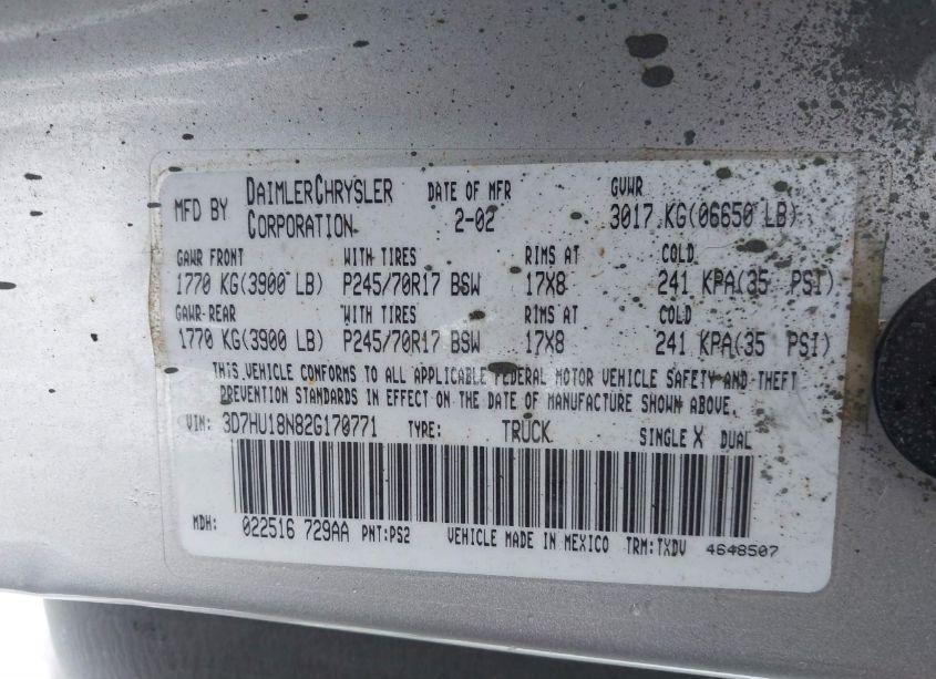 Photo 9 of 2002 Dodge Ram 1500 ST (VIN 3D7HU18N82G170771)