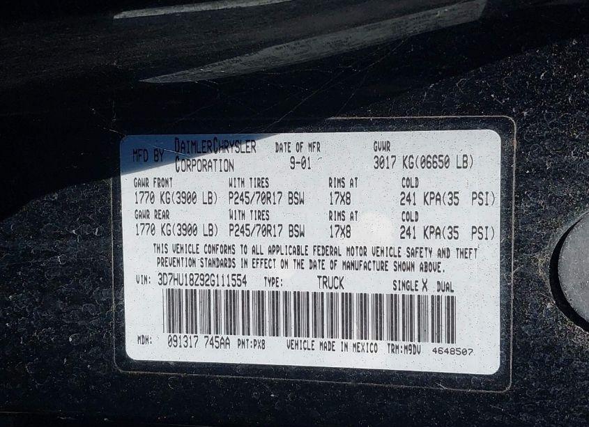 Photo 9 of 2002 Dodge Ram 1500 ST (VIN 3D7HU18Z92G111554)
