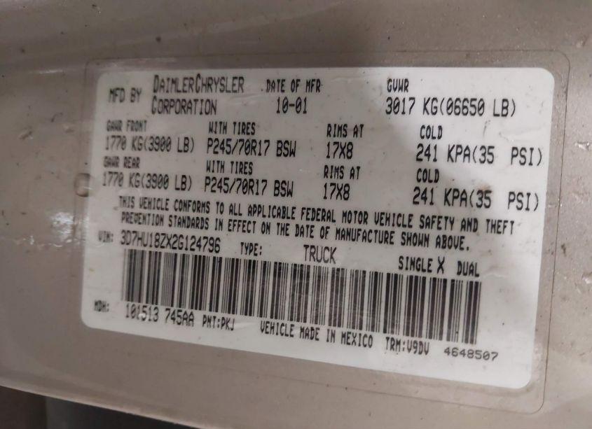 Photo 9 of 2002 Dodge Ram 1500 ST (VIN 3D7HU18ZX2G124796)