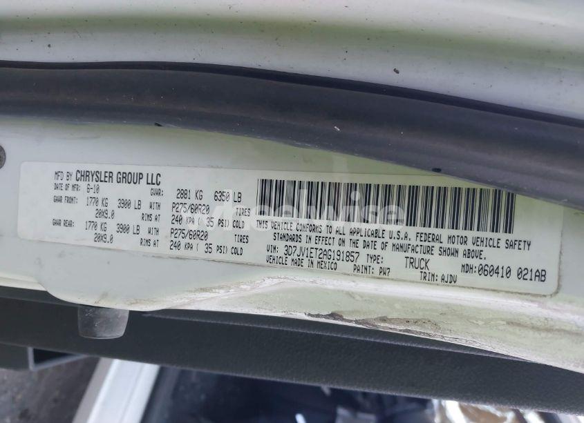 Photo 9 of 2010 Dodge Ram 1500 SLT/SPORT/TRX (VIN 3D7JV1ET2AG191857)