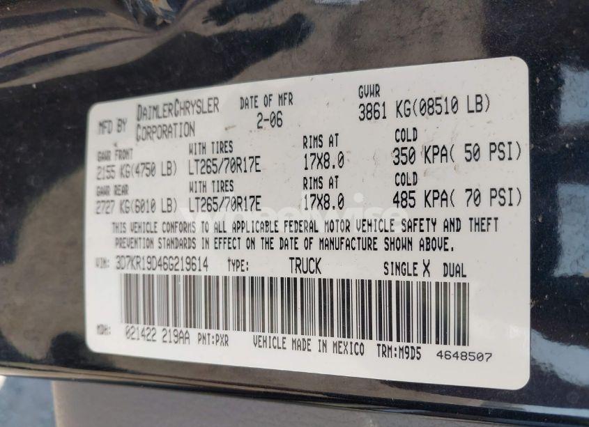 Photo 9 of 2006 Dodge Ram 1500 SLT (VIN 3D7KR19D46G219614)