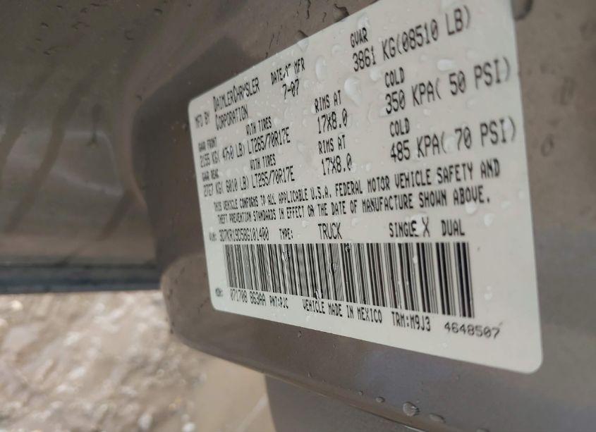 Photo 9 of 2008 Dodge Ram 1500 SXT/SLT (VIN 3D7KR19D58G101400)