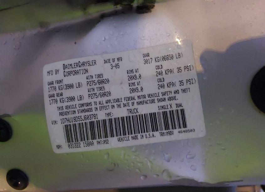 Photo 9 of 2006 Dodge Ram 2500 SLT/SPORT (VIN 3D7KR28C46G273770)