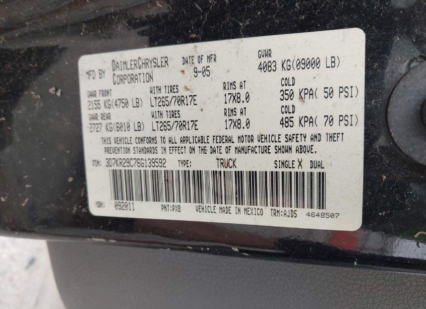 Photo 9 of 2006 Dodge Ram 2500 SLT (VIN 3D7KR29C76G139592)