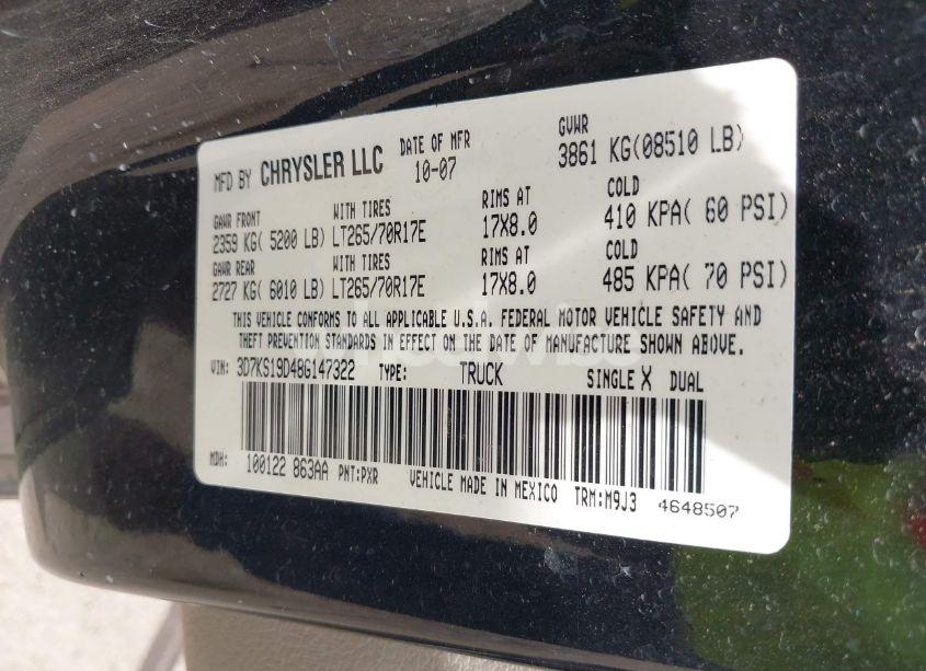 Photo 9 of 2008 Dodge Ram 1500 SXT/SLT (VIN 3D7KS19D48G147322)