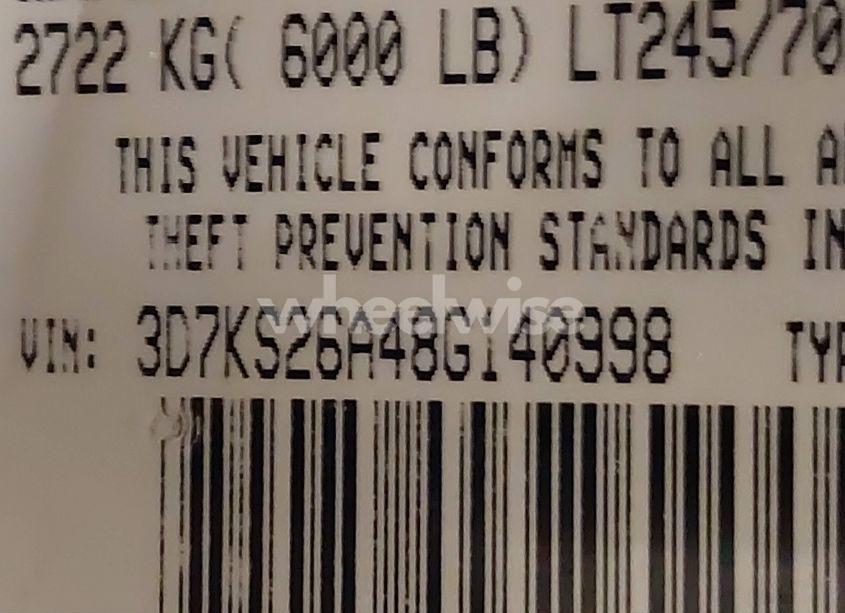 Photo 9 of 2008 Dodge Ram 2500 ST/SXT (VIN 3D7KS26A48G140998)