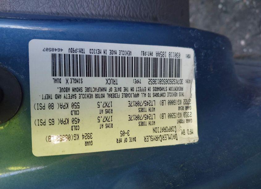 Photo 9 of 2005 Dodge Ram 2500 ST (VIN 3D7KS26D65G813652)