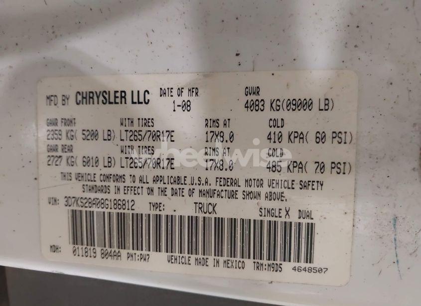 Photo 9 of 2008 Dodge Ram 2500 SLT/POWER WAGON (VIN 3D7KS28A08G186812)