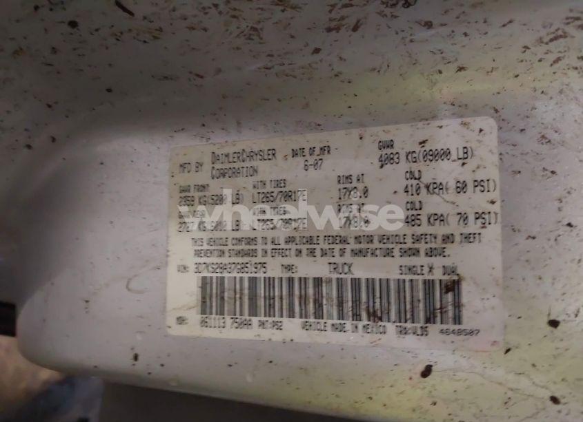 Photo 9 of 2007 Dodge Ram 2500 LARAMIE (VIN 3D7KS28A37G851975)