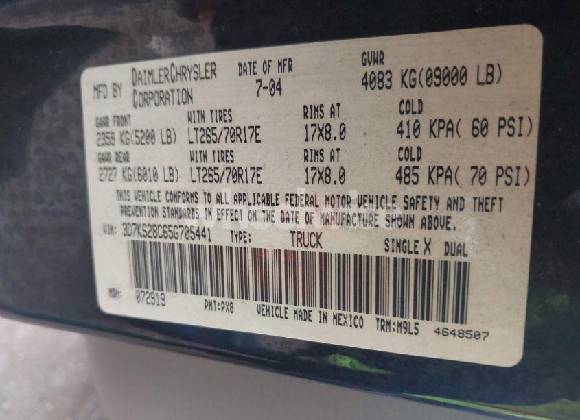 Photo 9 of 2005 Dodge Ram 2500 SLT/LARAMIE (VIN 3D7KS28C65G705441)