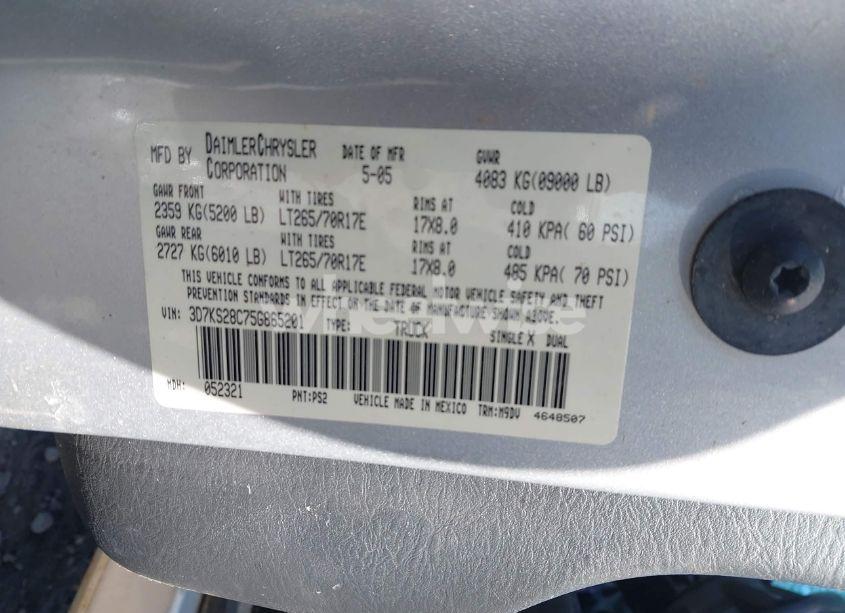 Photo 9 of 2005 Dodge Ram 2500 SLT/LARAMIE (VIN 3D7KS28C75G865201)