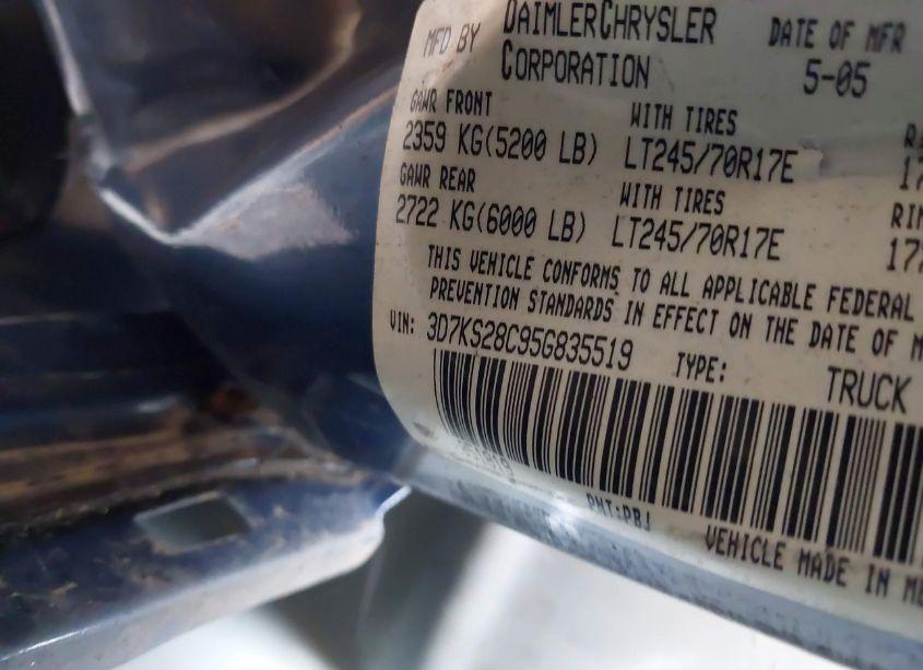 Photo 9 of 2005 Dodge Ram 2500 ST (VIN 3D7KS28C95G835519)