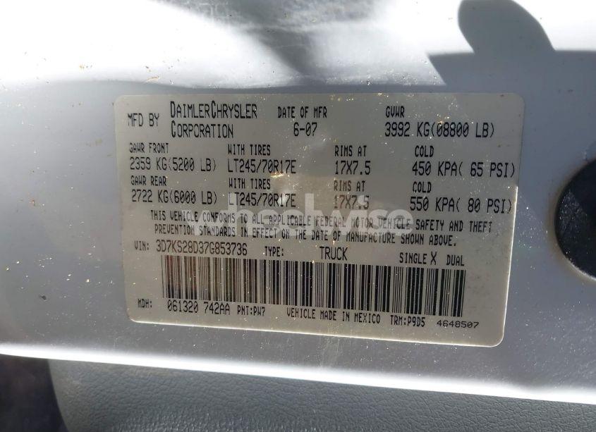 Photo 9 of 2007 Dodge Ram 2500 ST (VIN 3D7KS28D37G853736)