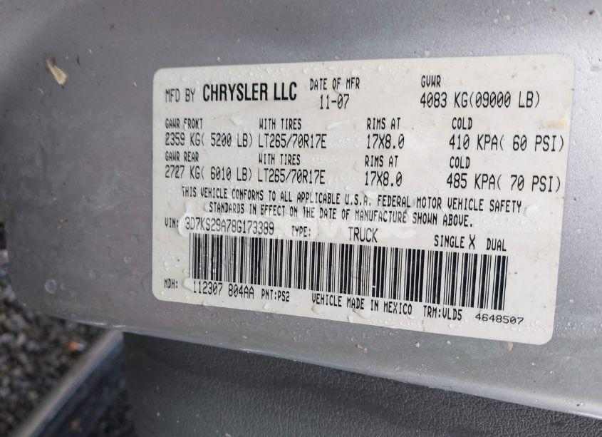 Photo 9 of 2008 Dodge Ram 2500 LARAMIE (VIN 3D7KS29A78G173389)