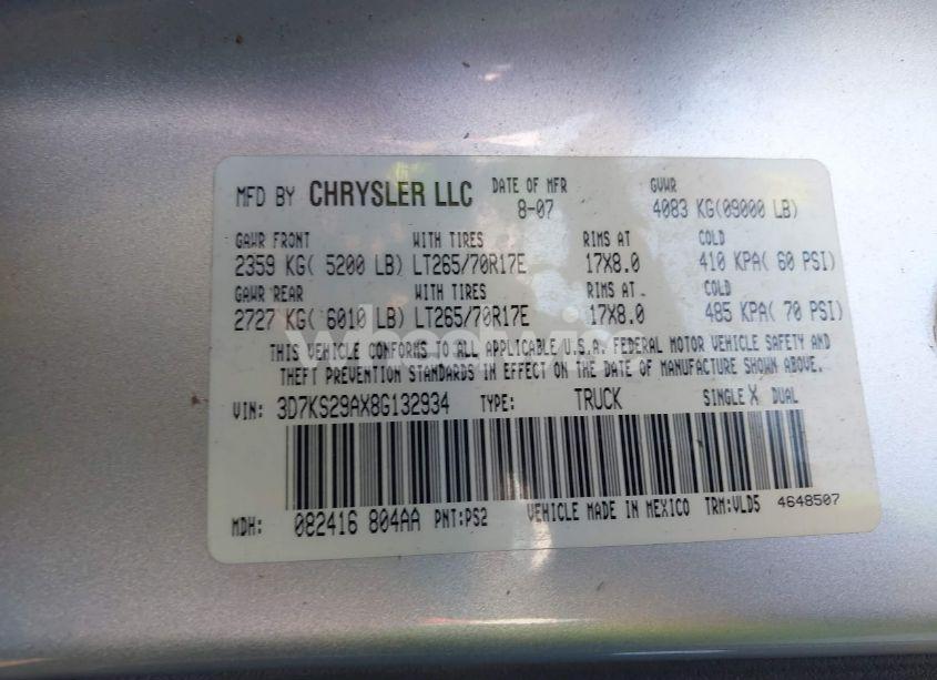 Photo 9 of 2008 Dodge Ram 2500 LARAMIE (VIN 3D7KS29AX8G132934)