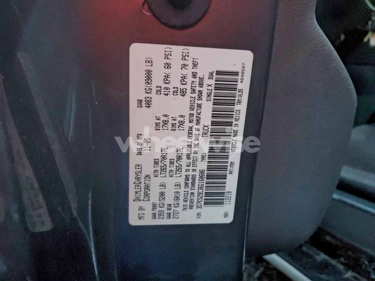 Photo 12 of 2006 DODGE RAM 2500 (VIN 3D7KS29C36G160606)