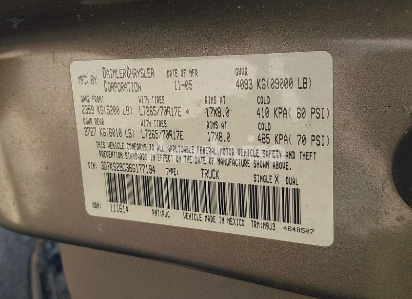 Photo 9 of 2006 Dodge Ram 2500 SLT (VIN 3D7KS29C36G177194)