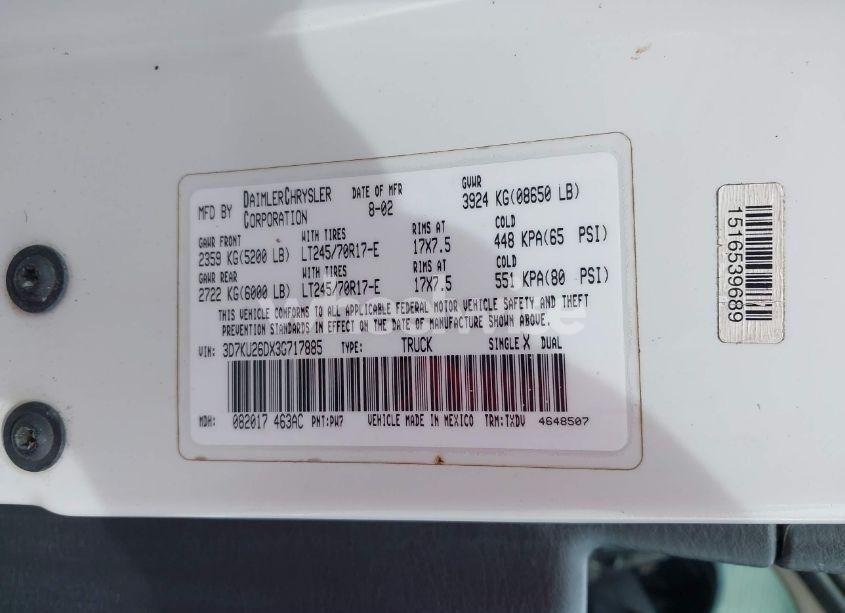 Photo 9 of 2003 Dodge Ram 2500 ST (VIN 3D7KU26DX3G717885)