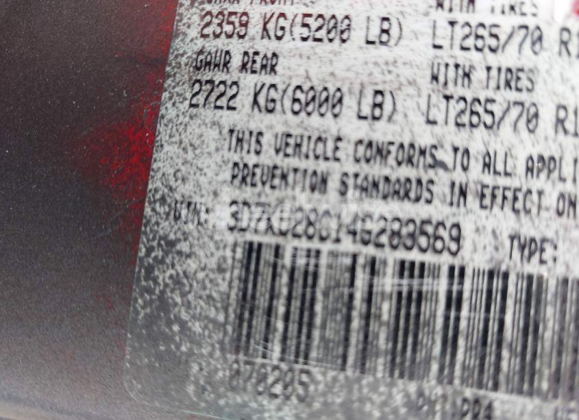 Photo 9 of 2004 Dodge Ram 2500 SLT/LARAMIE (VIN 3D7KU28C14G283569)