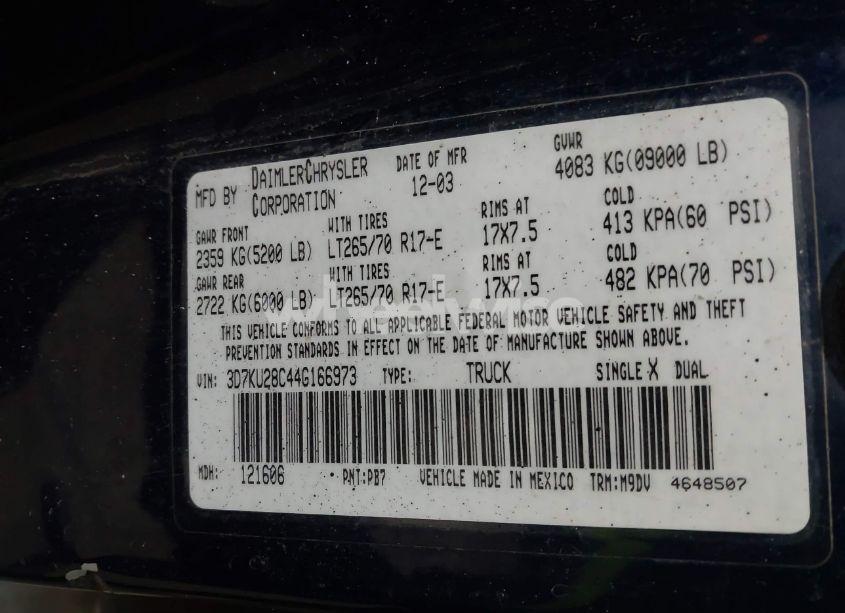 Photo 9 of 2004 Dodge Ram 2500 SLT/LARAMIE (VIN 3D7KU28C44G166973)