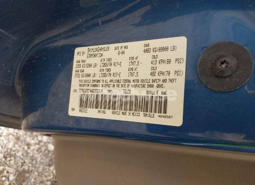 Photo 9 of 2004 Dodge Ram 2500 SLT/LARAMIE (VIN 3D7KU28C44G266314)