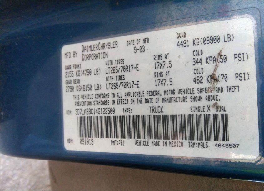 Photo 9 of 2004 Dodge Ram 3500 SLT/LARAMIE (VIN 3D7LA38C14G122500)